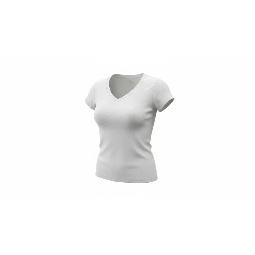 No Boundaries V-Neck Tee Womens M White NWT Brushed Rib Knit Short Sleeve